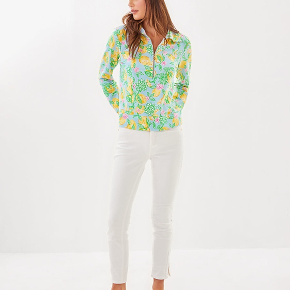 Lilly Pulitzer ELENI UPF 50+ PULLOVER, BLUETTE MAKE LEMONADE - Picture 2 of 3